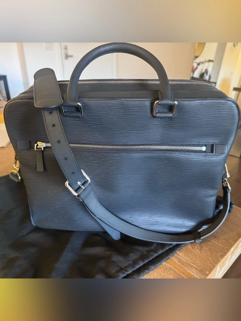 Louis Vuitton Dark Gray Epi Leather Business Tote